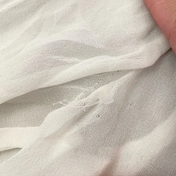 Aritzia Babaton Women's Semi-sheer chiffon blouse Cream White 100% Silk Sheer S - Picture 10 of 14